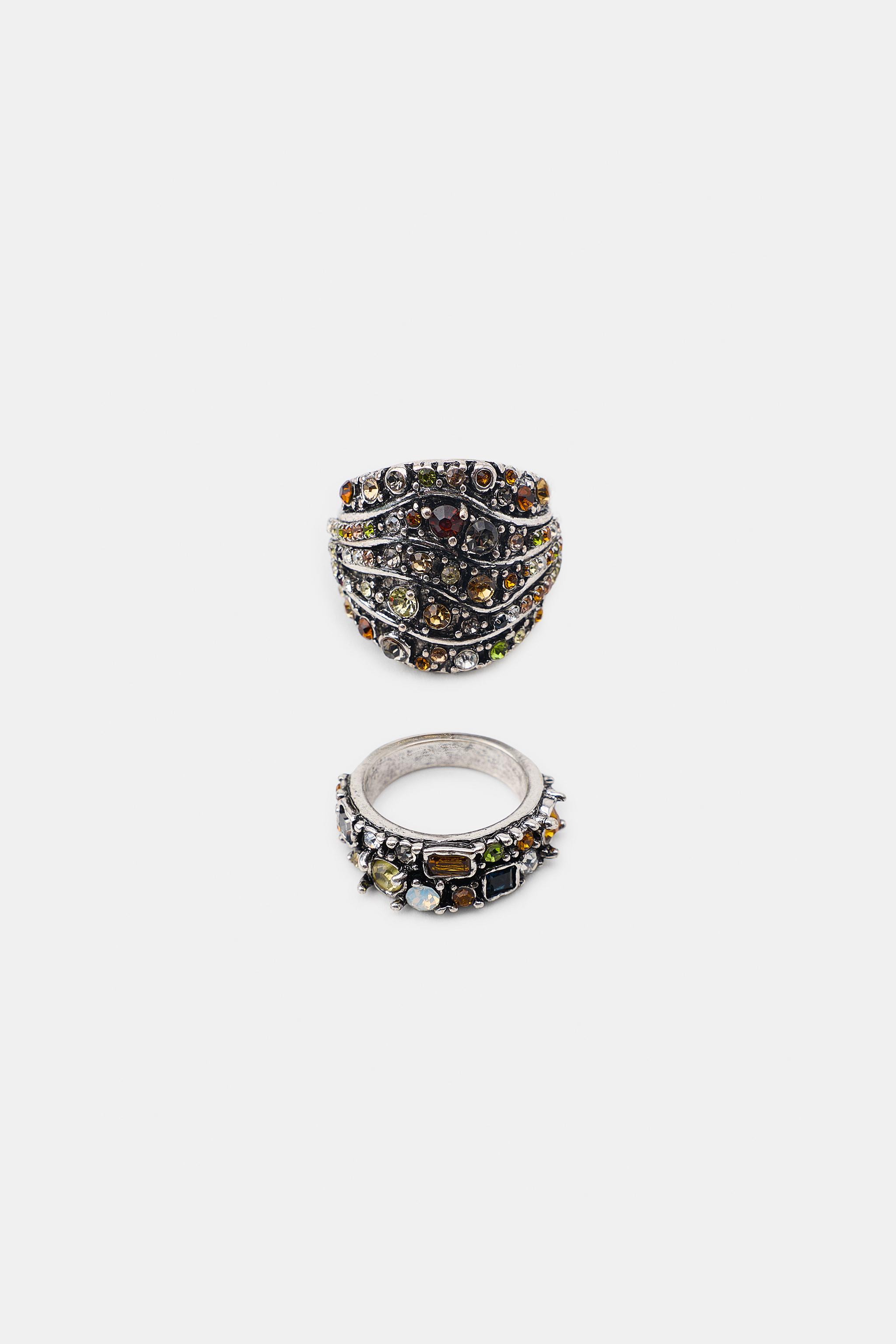 LOT DE 2 BAGUES MÉTALLIQUES BIJOUX